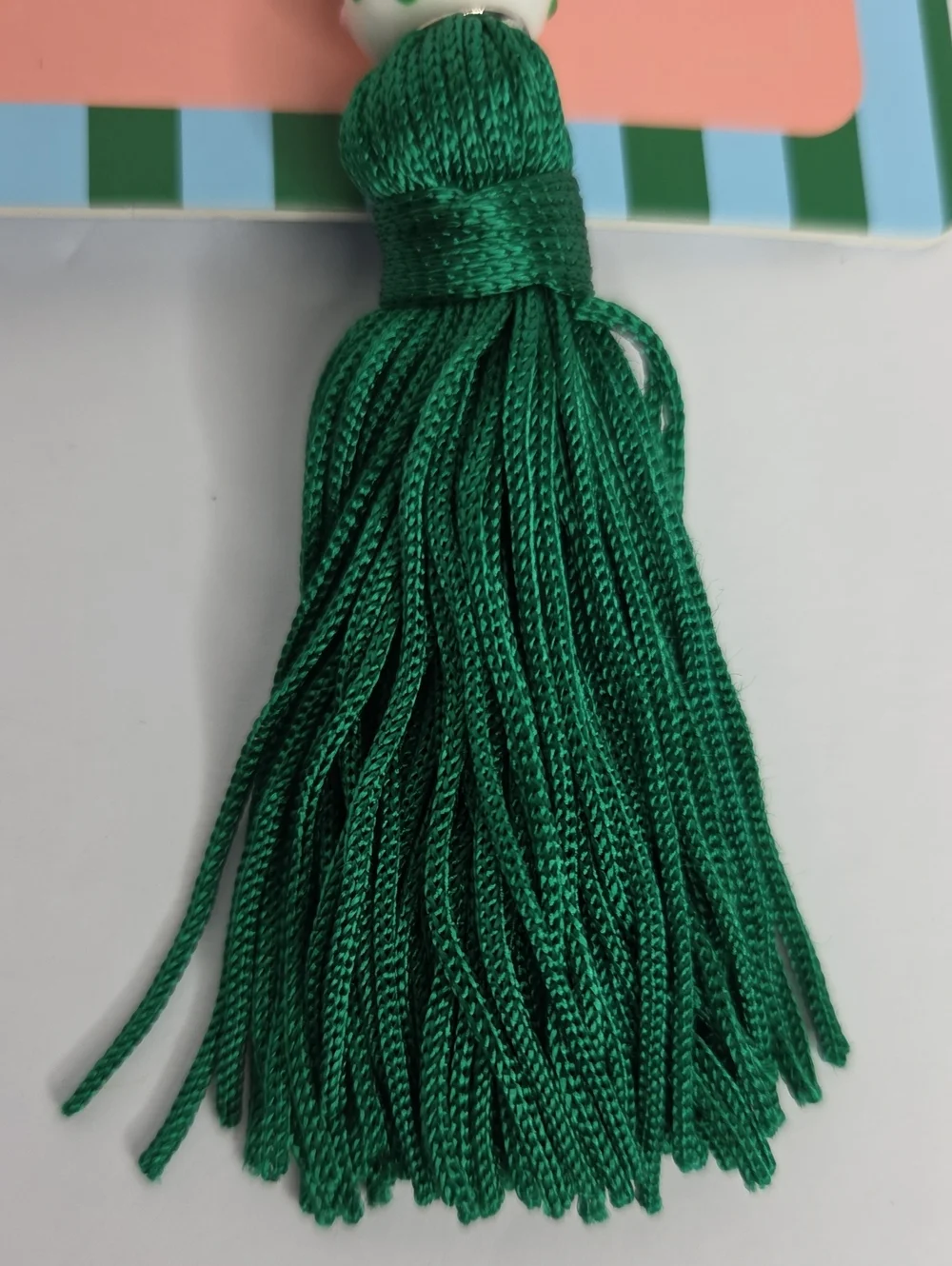 Piper K Mahjong Tile Bag Charm & Key Chain Green Tassel NEW